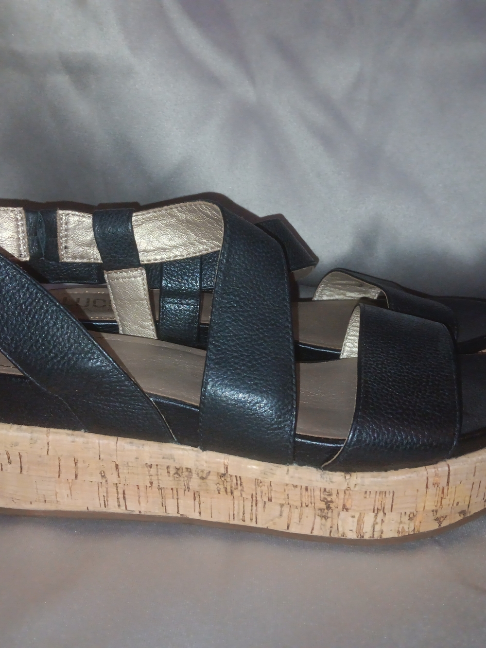 Wedge Espadrille Sandals in Black with Cork Sole